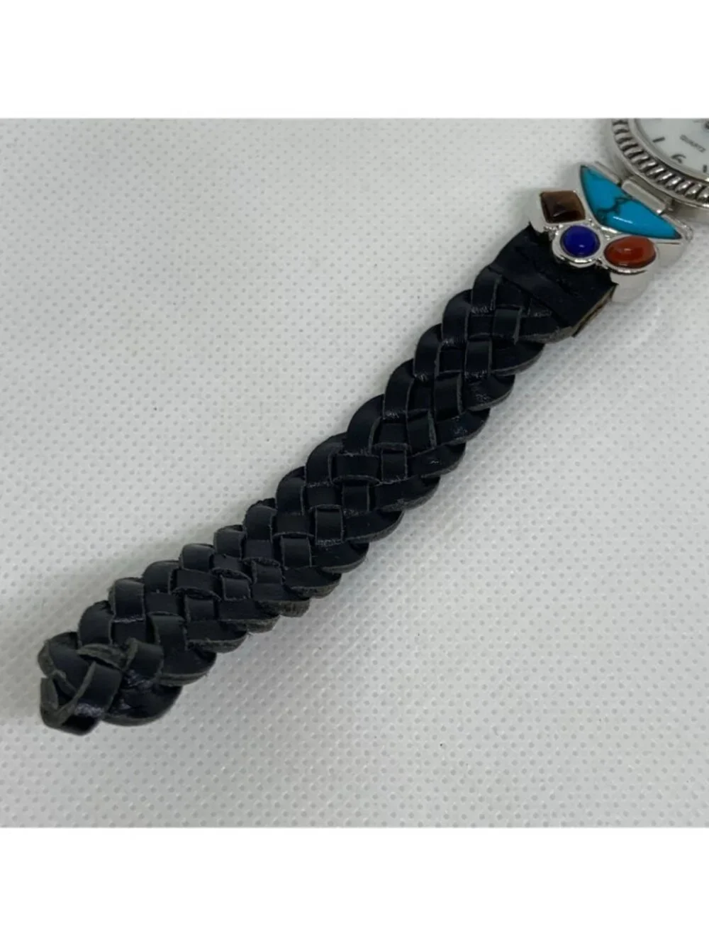 Appear women silver tone watch colorful stones 25mm mop dial quartz running